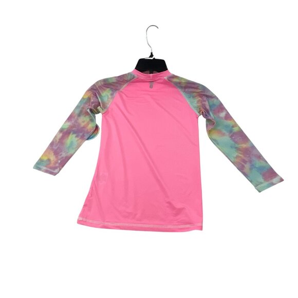 Suzzi Activewear Girls Tie-Dye Long Sleeve Rash Guard Swim Shirt L Pink UPF 50+ - Picture 4 of 9